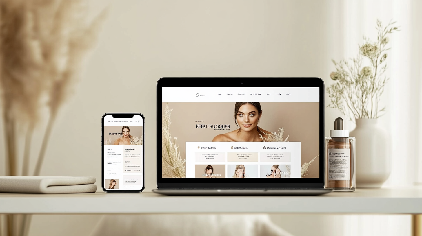 Mockup pagina pubblica del centro beauty su laptop e smartphone
